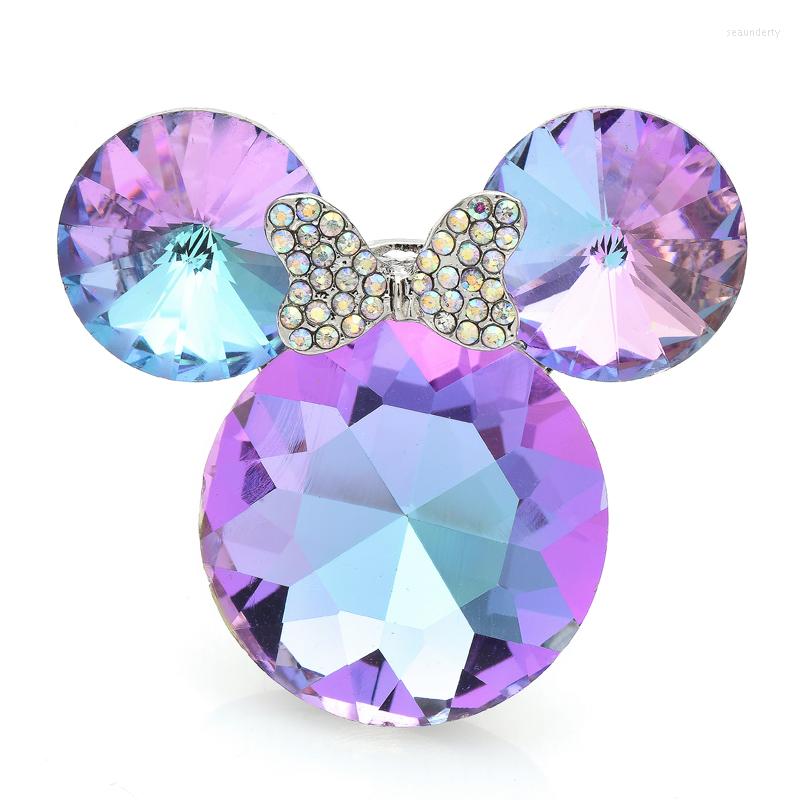 

Brooches Wuli&baby Crystal Mouse Head For Women Unisex 2-color Shining Lovely Rat Animal Party Office Brooch Pin Gifts