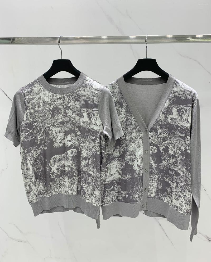 

Women' Knits 2022 Women Fashion Long Sleeve Sexy Grey Knitted Cardigan 0713, T-shirt