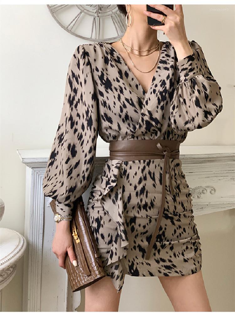 

Casual Dresses Leopard Print Summer Women'S Dress 2022 Floral Long Evening Female Vintage Maxi Party Beach Women, Khaki