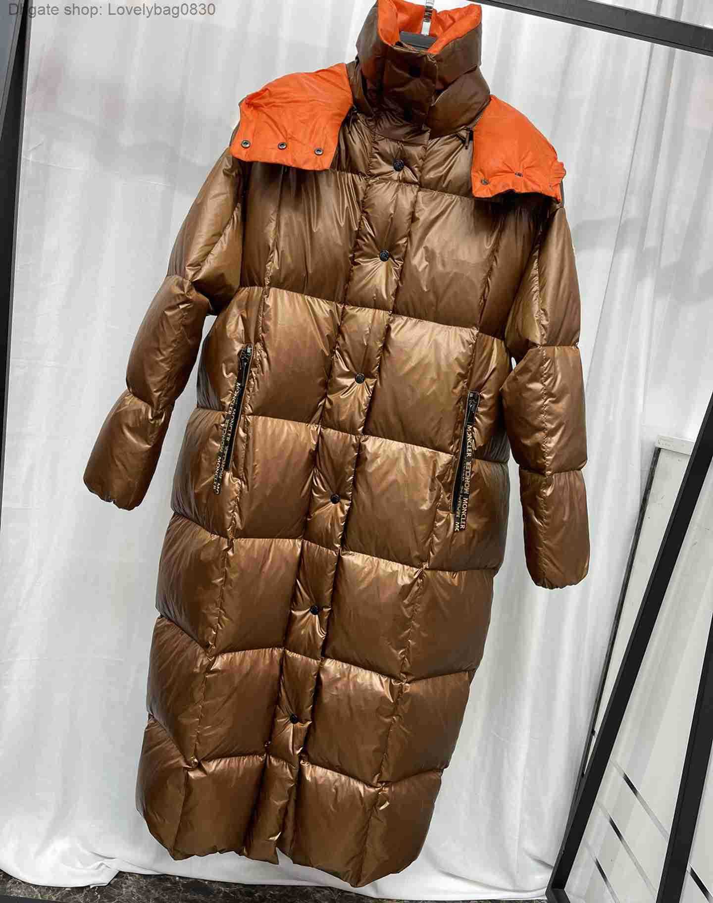 

Womens maya Long down jackets France brand Knit stitching Mid-length Embroidered Letter Badge girl jacket Parkas, Black