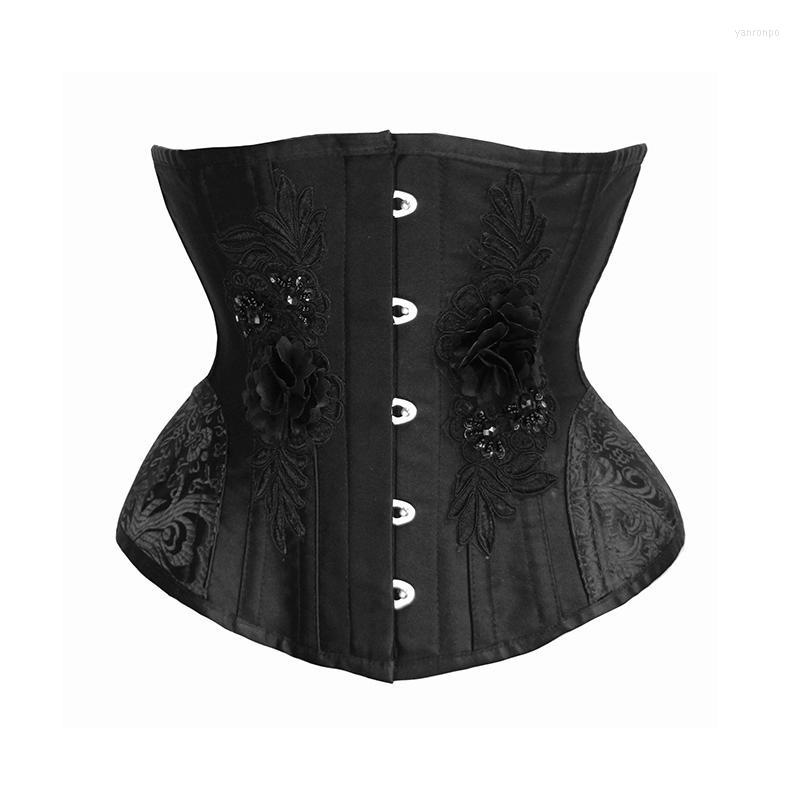 

Bustiers & Corsets Waist Trainer Corset Sexy Gothic Embroidery Underbust Body Shaper Cincher Workout Shapewear Belts Silmming Tummy Control, Black