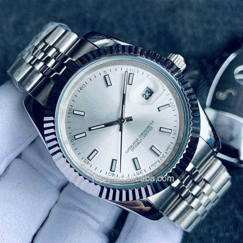 

41mm Silver 316l Stainless Steel Bracelet 126331 126301 Fluted Bezel Ice Out Mechanical Automatic Movement Mens Fashion Watches, Logo - 41mm