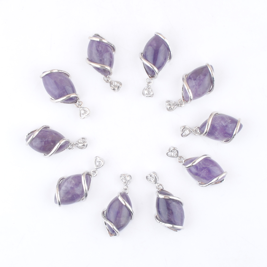 

Natural Stone Amethysts Horse Eye Shape Pendants Fashion Healing Charms Pendulum Necklace Making Accessories N3246