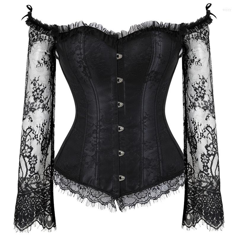 

Bustiers & Corsets Women's Overbust Corset With Sleeves Vintage Victorian Retro Burlesque Lace And Top Vest Fashion White Black, 8127white