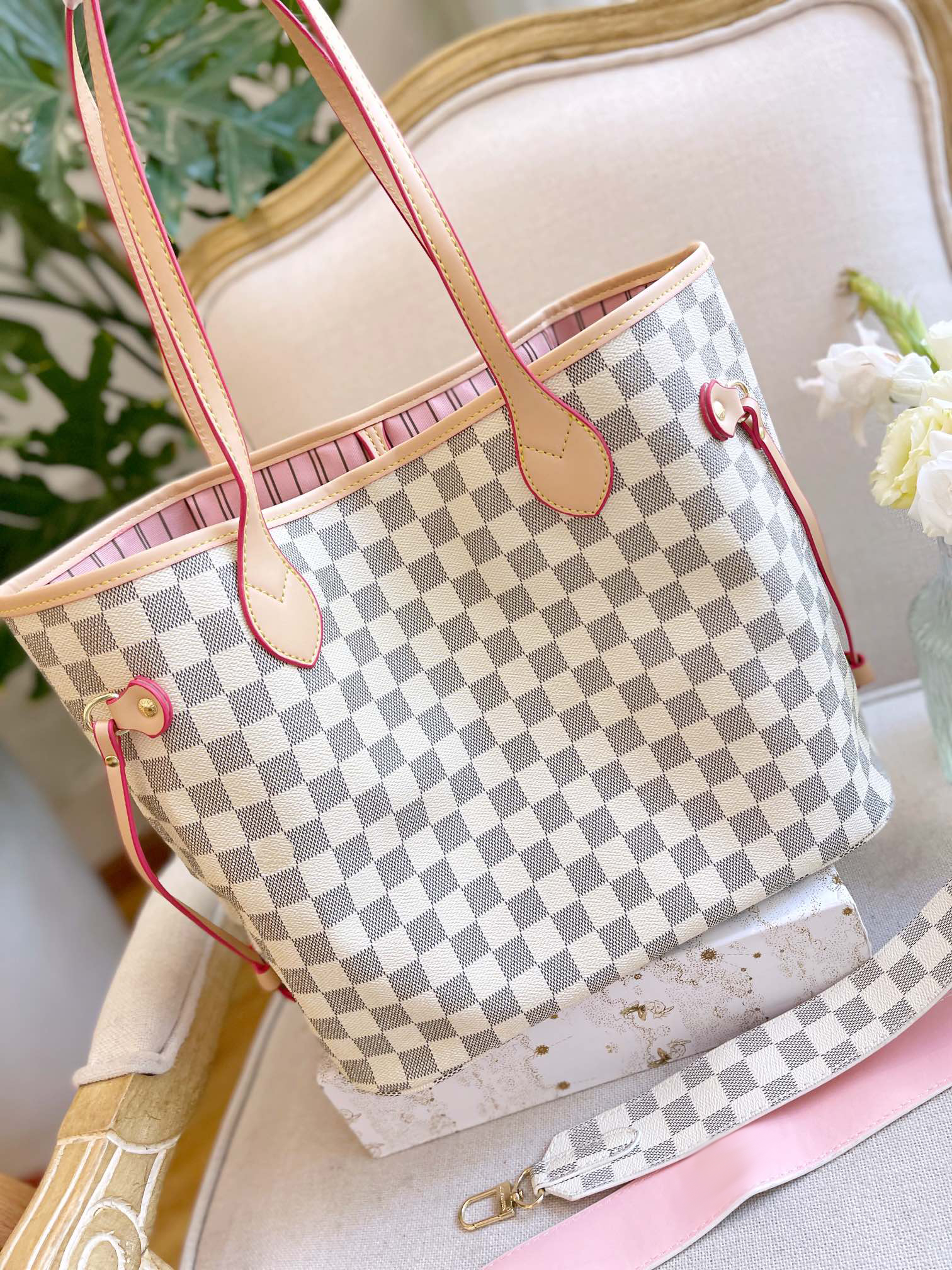 

Luxury tote purses Brand handbag message bags Shoulder bag Genuine Leather Cluth Crossbody 5A Quality Cattlehide 33CM Damier White Womens, Box