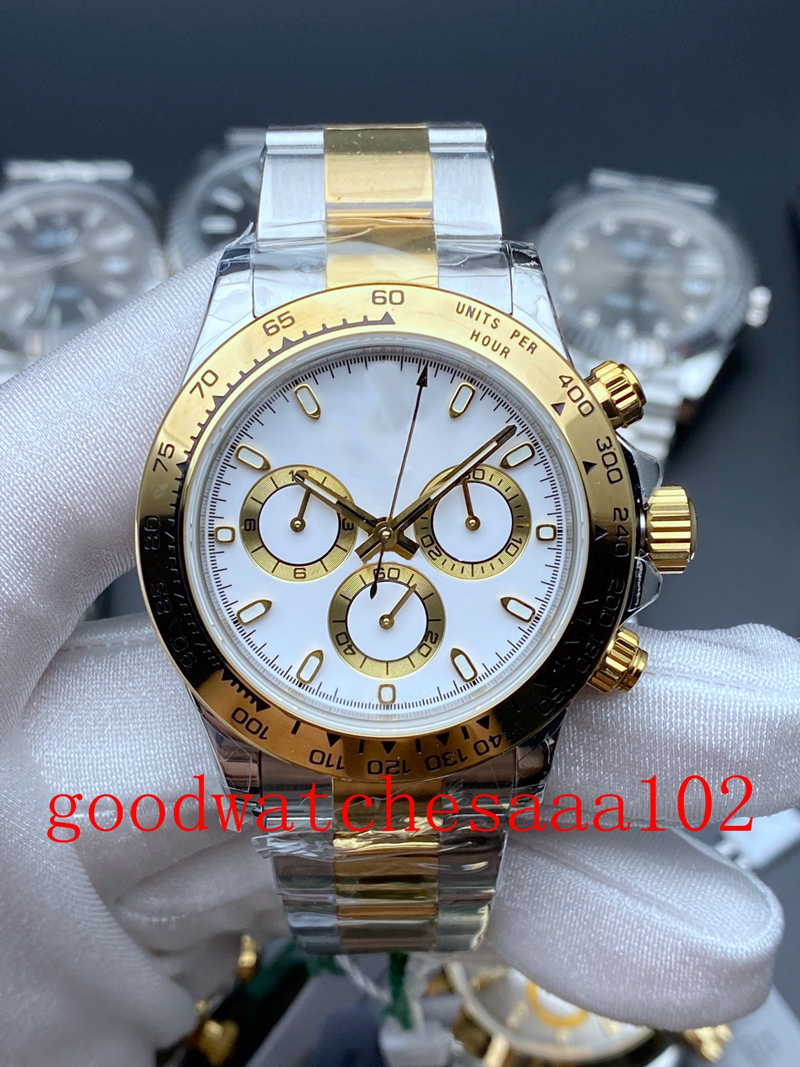 

bp new version Men's Fashion Wristwatches 40mm White Dial 116503 Automatic Chronograph 7750 Movement Two Tone Gold Stainless Steel bracelet Men's Watch Watches