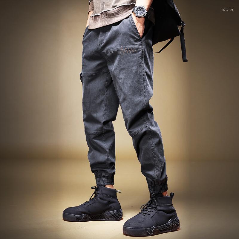 

Men's Pants Spring Autumn 2022 Fashion Elastic Waist Brand Workwear Men's Loose Hiking Casual Trousers Harem Cropped Cargo, Black