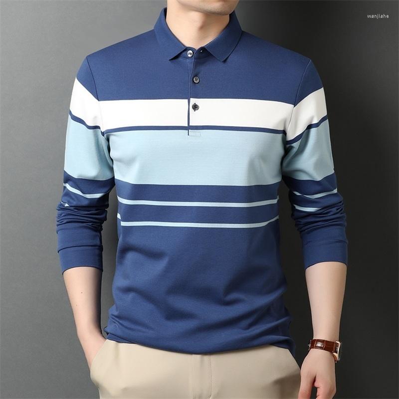 

Men's Polos Designer 2022 Top Quality Fashion Brand Striped Plain Mens Long Sleeve Polo Shirt Casual Turn Down Collar Tops Clothing, Red