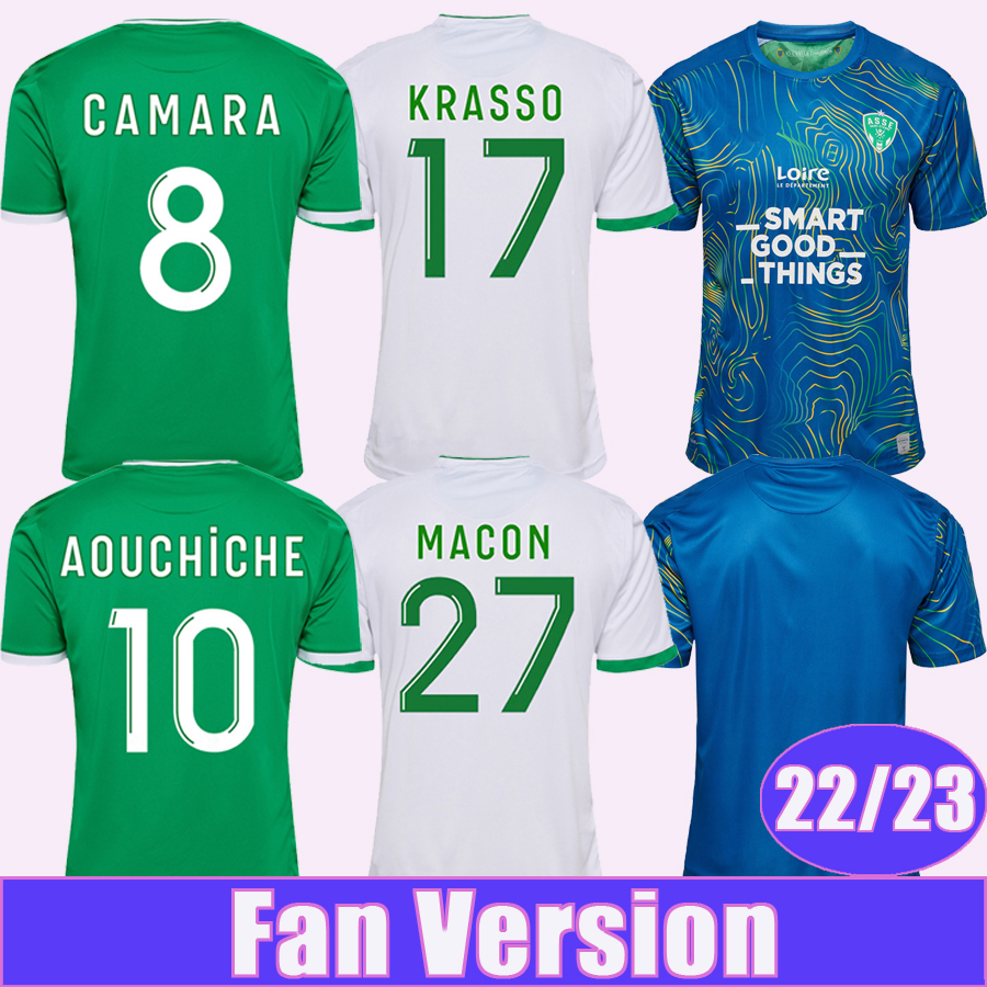 

22 23 AS Saint-Etienne Mens Soccer Jerseys CAMARA AOUCHICHE SOW GABRIEL SILVA PALENCIA NEYOU D. BOUANGA PERRIN Y. ZAYDOU RIVERA Home Away Goalkeeper Football Shirt, Smy11595 22 23 goalkeeper no patch