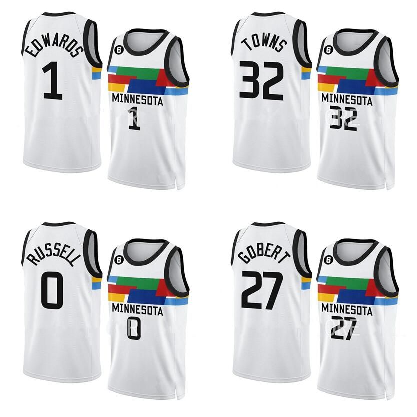 

CUSTOM custom Basketball jersey Anthony Edwards Karl Anthony-Towns 27 Gobert 0 Russell 2022-23 city jersey, With logo