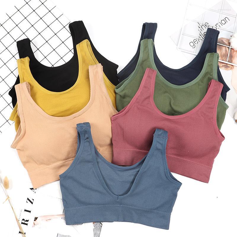 

Bustiers & Corsets Women Tank Crop Top Seamless Sport Camisole Underwear Push Up Bra Sports Sleeveless Tops 2022Bustiers, Black