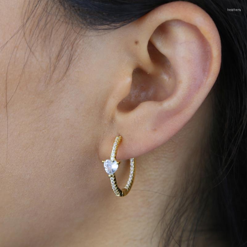 

Hoop Earrings Arrived Tiny Cz Band Earring With Heart Crystal Paved Wedding Party Jewelry For Women Lady Drop Ship