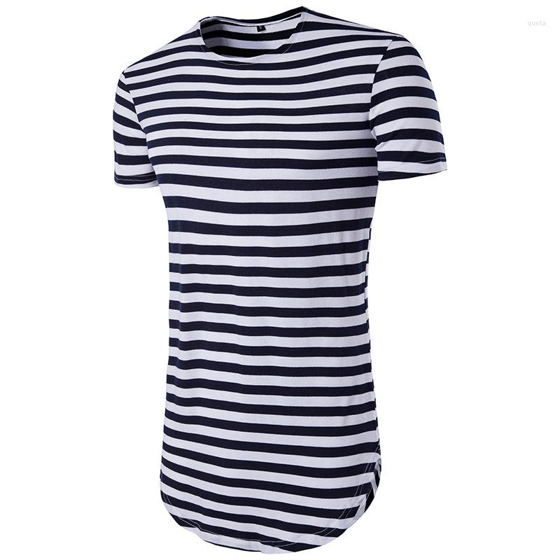 

Men' T Shirts Classic Striped Extra Long T-shirt Men Nice Brand Summer Short Sleeve Shirt Homme Casual Hip Hop Tshirt Camisetas Hombre, Red