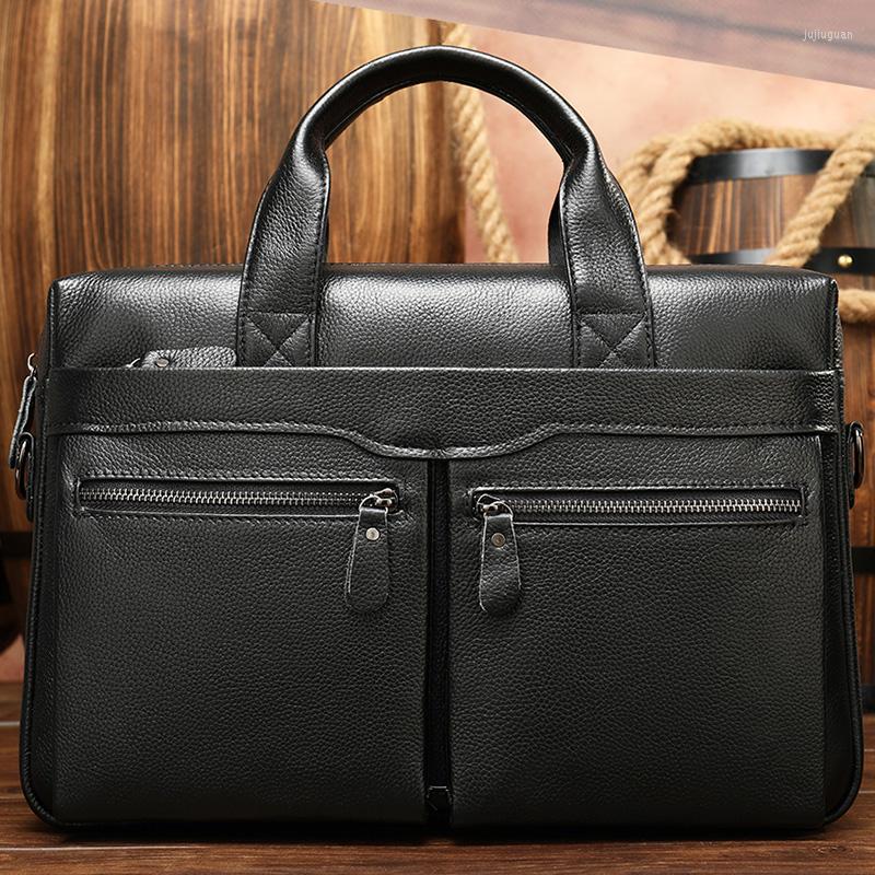 

Briefcases Luufan Men Business Bags For Laptop Genuine Leather Bag Documents Office Computer 9006, 9006-black