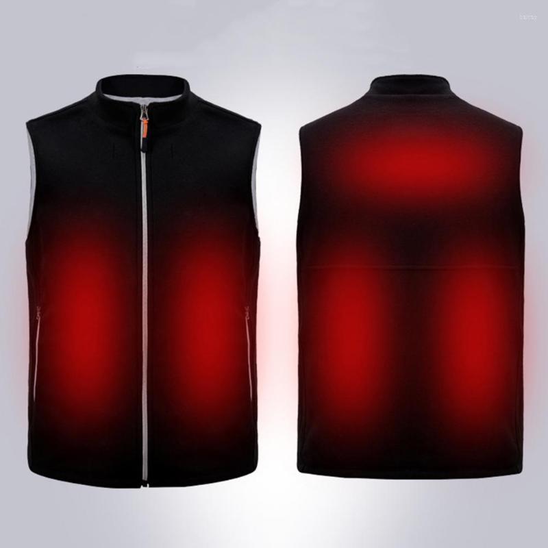 

Men's Vests Winter Heating Jacket Zones Zipper Placket Pockets Fleece Intelligent Switch Men USB Graphene Carbon Fiber Vest, Black
