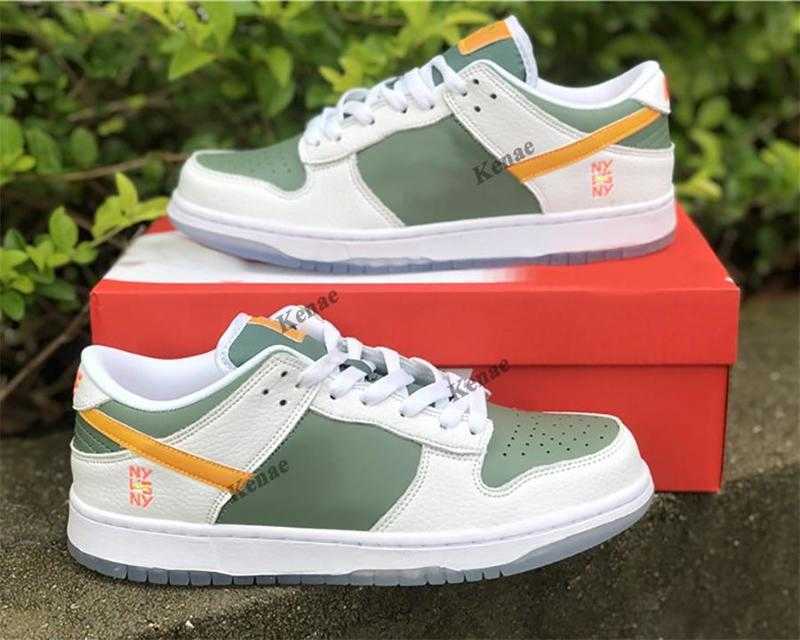 

Shoes Skate Top skateboard shoe Dunks Low NY White-green-orange Women Men Platform Sneaker, #1
