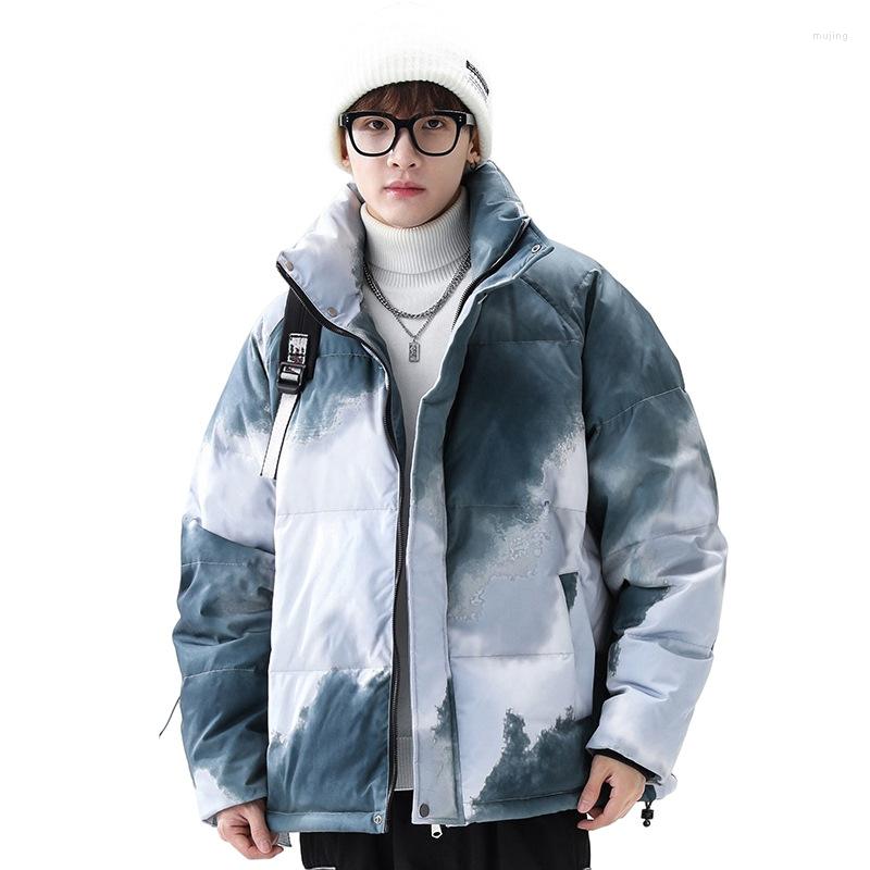 

Men's Down 2022 Jacket Casual Loose Dyeing Color Thicken Warm Windproof High Quality Coat Veste Homme, Blue