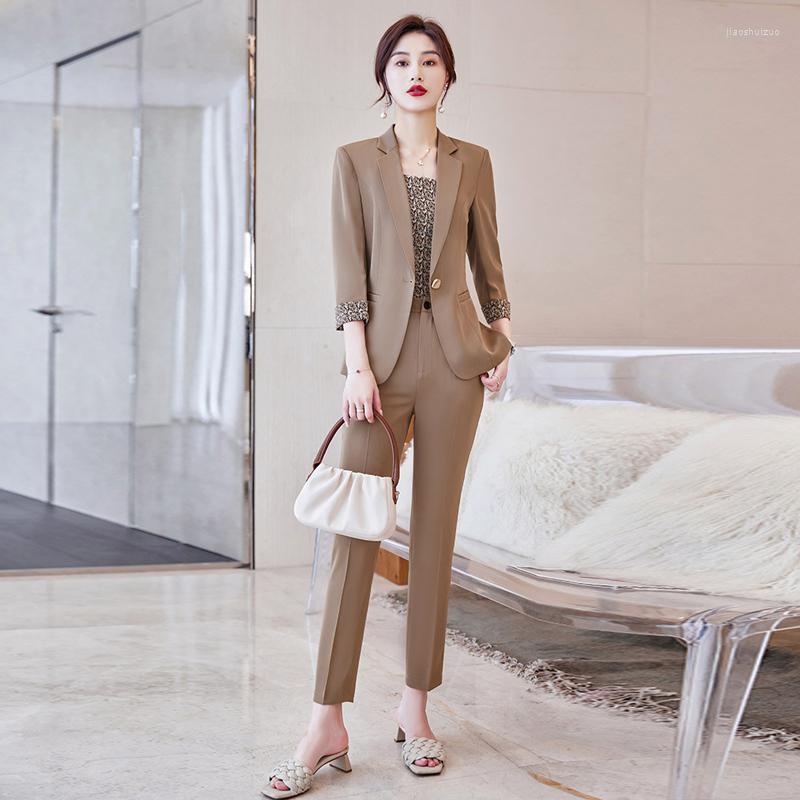 

Women' Two Piece Pants 4XLHigh End Women' Blazer Suits Office 2022 Spring Summer Casual Ladies Jacket Fashion Professional Fit, Only khaki jacket