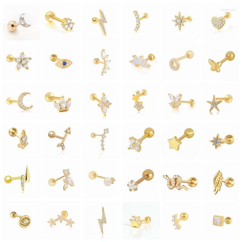 

Stud Earrings Aide 1PCS Real 925 Sterling Silver For Women Piercing Cartilage Earring Minimalist Small Cute Earings Jewelry