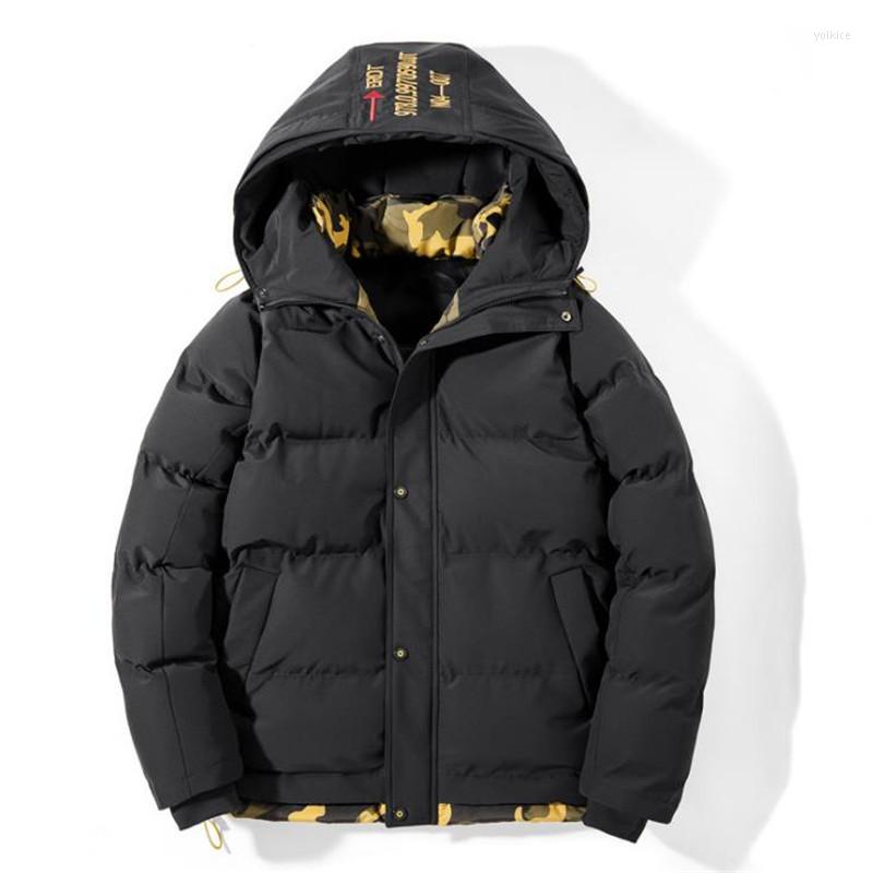 

Men' Down Parka Coat Fashion Jacket Winter Thick Hooded Windproof Outdoor Clothes Men Parker Coats, Black