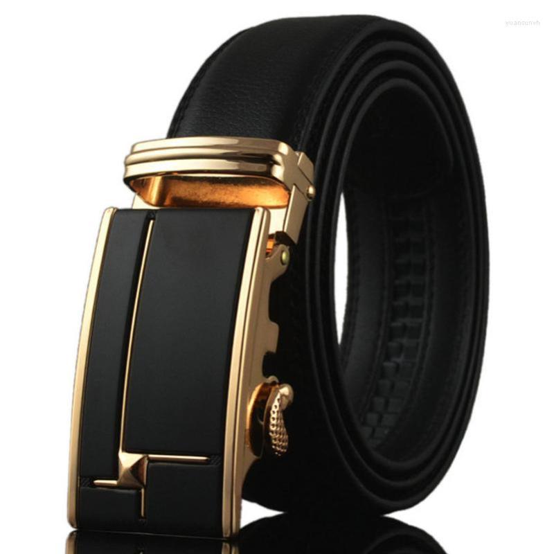 

Belts Men's Genuine Leather With Gold Automatic Buckle High Quality 2022 Fashion Designer Business Cowboy Waist Straps, Black