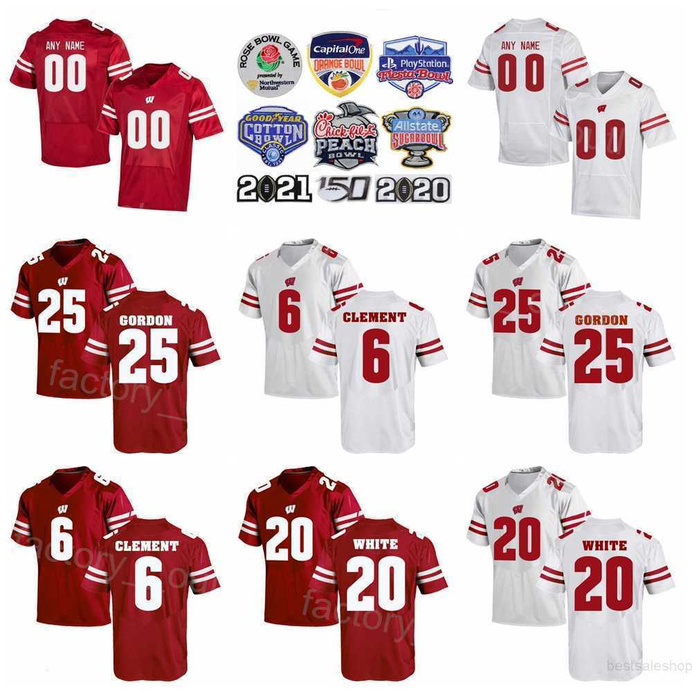 

NCAA Football Wisconsin Badgers College 20 James White Jersey 28 Montee Ball 25 Melvin Gordon III 1 Piggery 6 Corey Clement University Sport Team Custom Name Number, Red