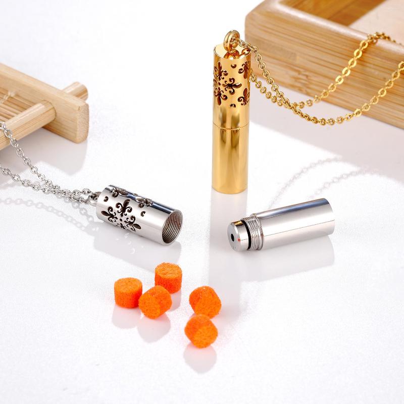 

Pendant Necklaces Stainless Steel Perfume Bottle Fashion Titanium Essential Oil Necklace Accesso