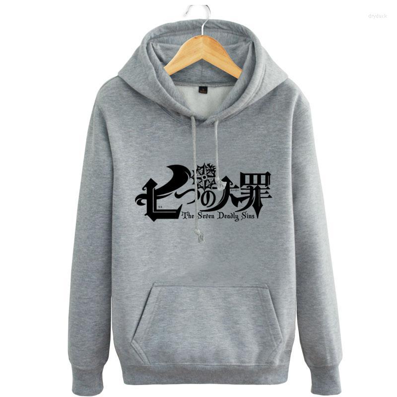 

Men's Hoodies High-Q Unisex Seven Deadly Sins Cotton Sweatshirts Pullovers Septem Peccata Mortalia The Coat, Black