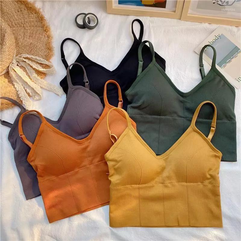 

Bustiers & Corsets Women Tanks Low Back Crop Top Underwear Female Sport Seamless Tops Sexy Lingerie Backless Sleeveless Padded CamisoleBusti, Black