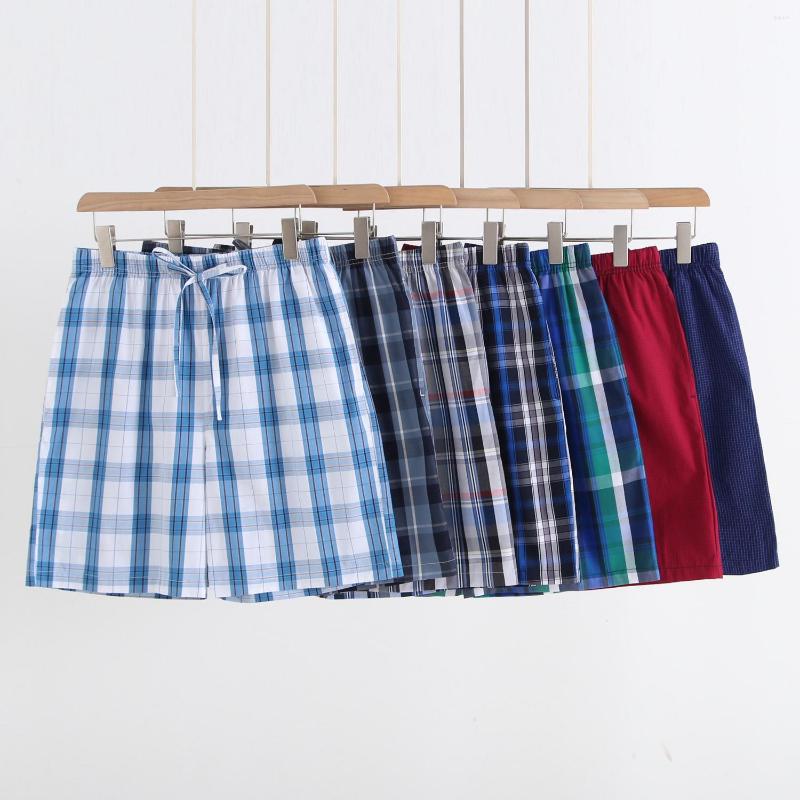 

Men' Sleepwear 2022 Summer Top Quality Men Cotton Sleep Bottoms Male Beach Shorts Pajama Casual Plaid Half Pants Home