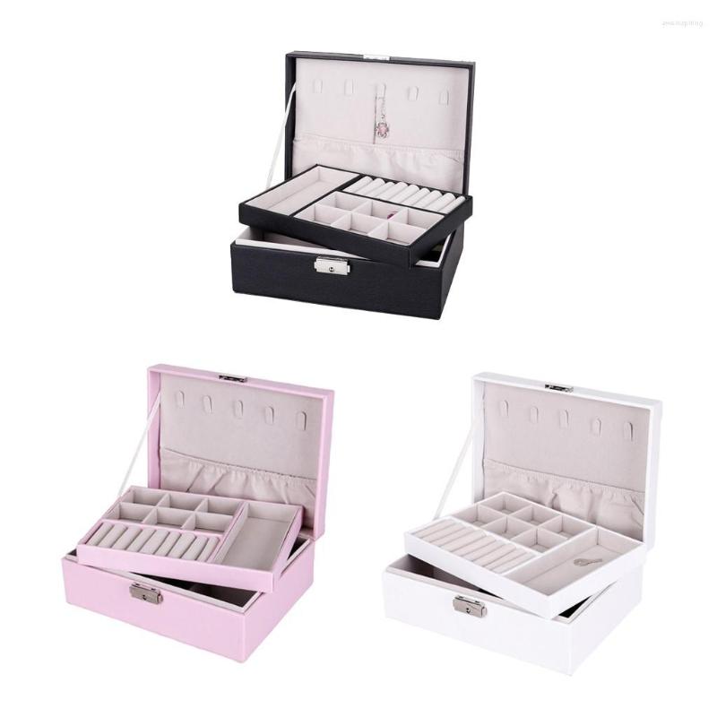 

Jewelry Pouches Leather Box Storage Space On 2 Levels Colors To Choose