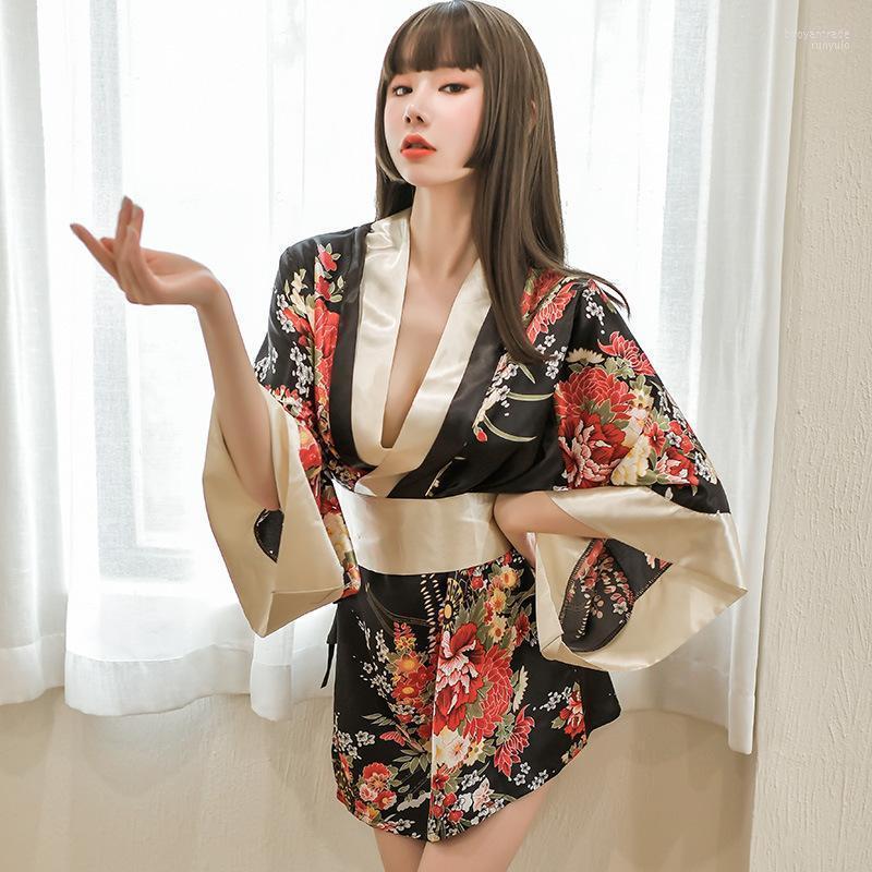 

Ethnic Clothing Sexy Lingerie Japanese Kimono Robe Retro Cardigan Bathrobe Bow Belt Adult Cosplay Kawaii Vintage Traditional Dress
