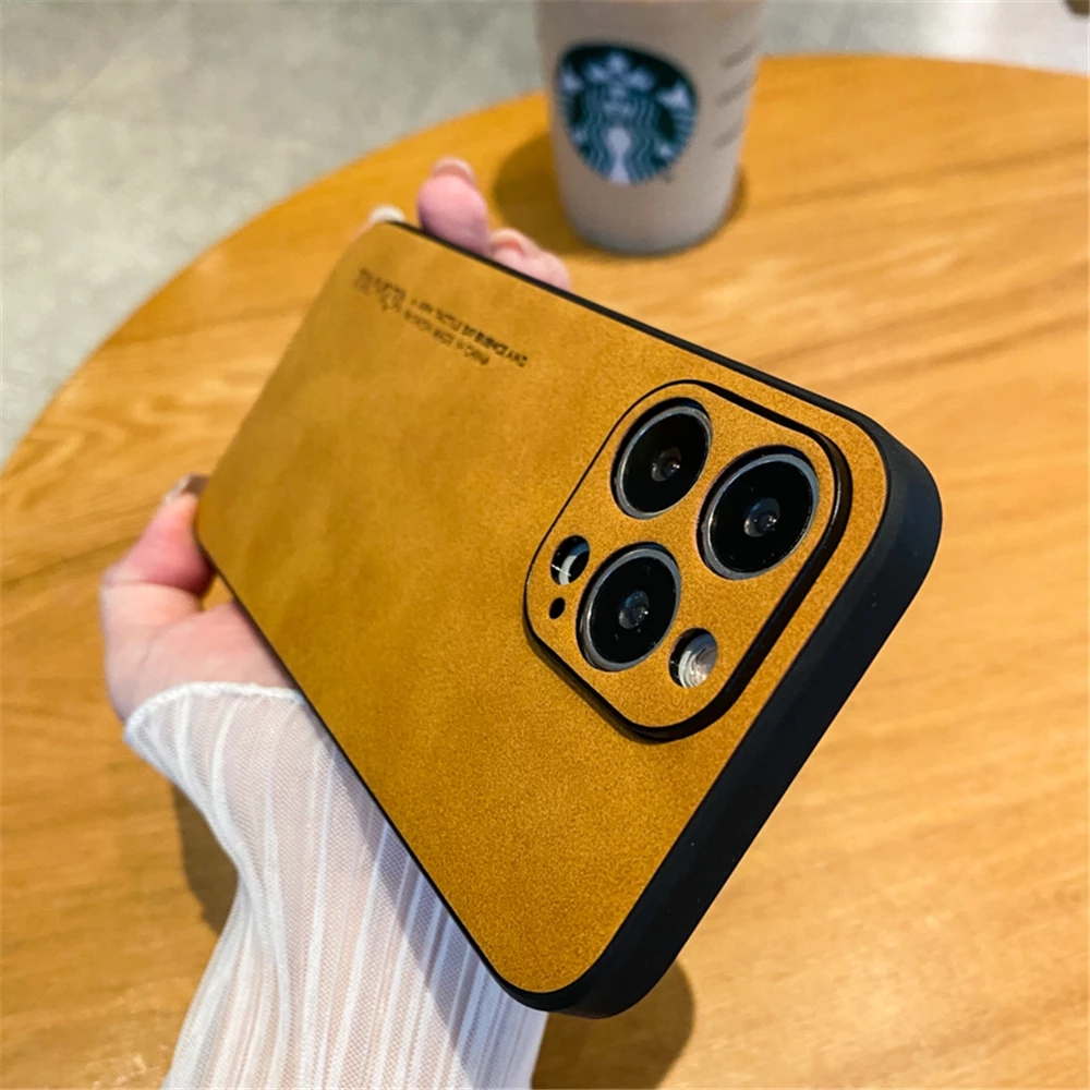 

Ultra Thin Leather Texture Matte Cases For iPhone 14 11 12 13 Pro Max Mini XS XR X 7 8 Plus SE Shockproof Bumper Silicone Cover
