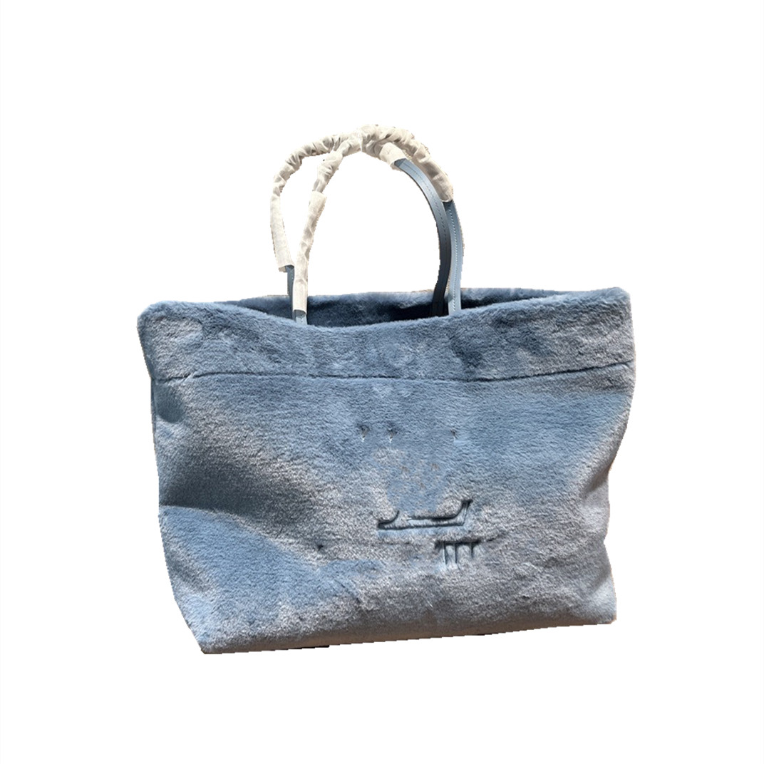 

Fashion Shoulder Bag Designer Design Women's Wool Shopping Bag Tote Bag Size 39cm, White