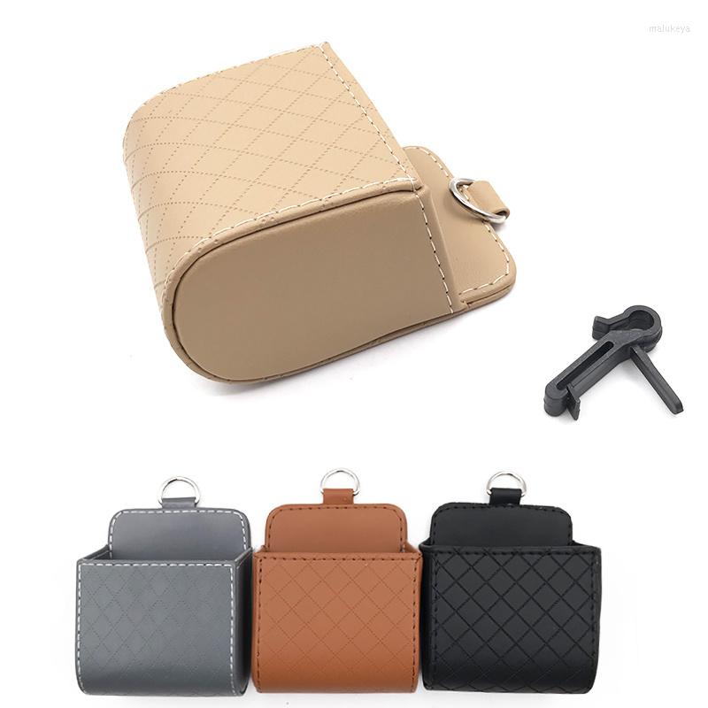 

Interior Decorations Car Storage Bag Air Vent Dashboard Tidy Hanging Leather Organizer Box Glasses Phone Holder Accessories Purse