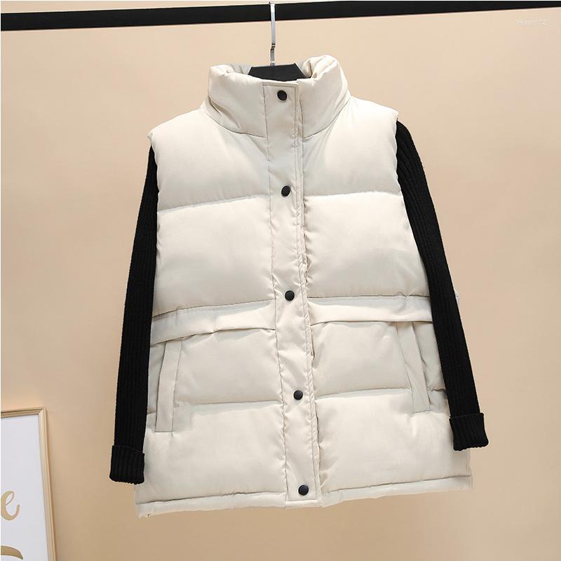 

Women's Vests Parka Sleeveless Women's Stand Collar Pocket Solid Black Single Breasted Female Vest Buttons Winter Ladies Thicken Coats, Orange