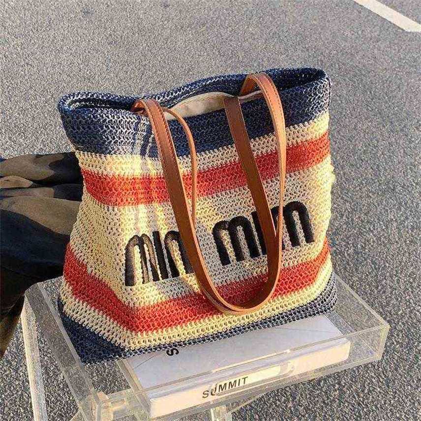 

Handbags Outlet Straw large capacity female 2022 new portable cloth out shopping beach tot bag summer, Green