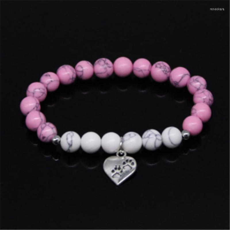 

Strand Fashion Animal On A Heart Bracelet For Women Men Jewelry Natural Stone Beads Dog Claw Bracelets & Bangles Pet Owner Gift