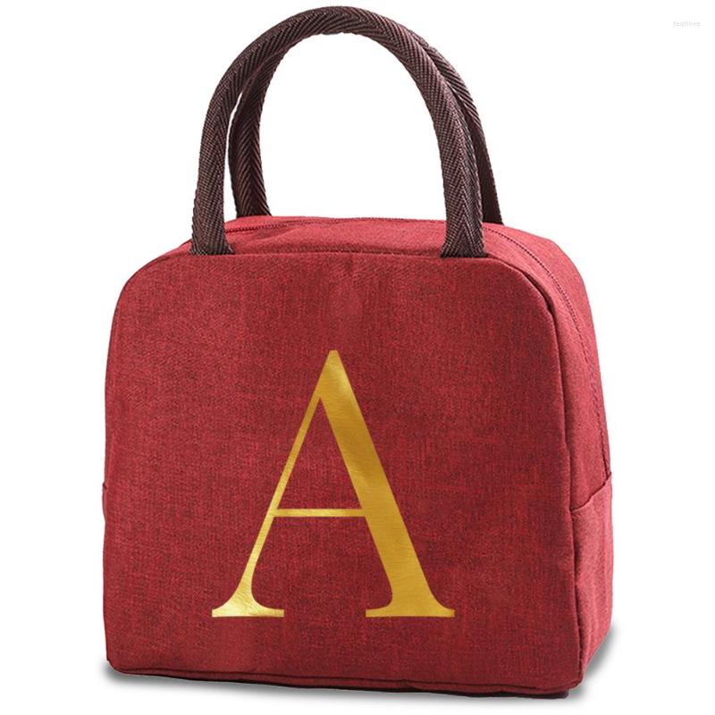 

Duffel Bags Insulated Lunch Bag Women Kids Cooler Thermal Portable Box Letter Print Tote Food Picnic For Work, Red