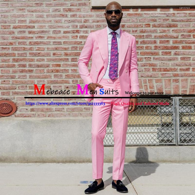 

Men's Suits Men's & Blazers Fashion Pink Men Tuxedos Peaked Lapel Double Breasted 2 Piece Sets Party Wedding Evening Prom Formal Jacket, Green