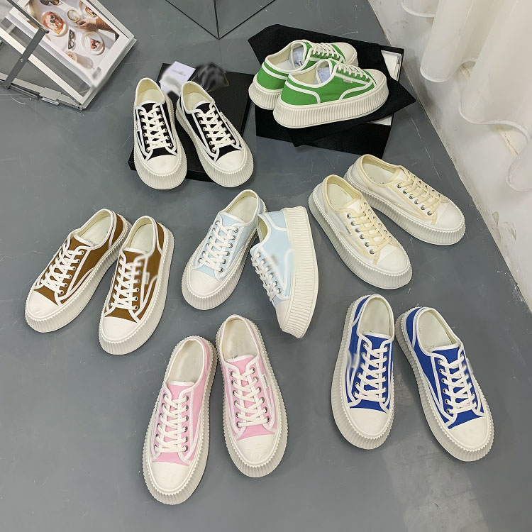 

2022 new canvas shoes are simplecomfortable and lovely round-headed lace-up thick-soled casual shoes retro female designer sneakers for leisure sports, White