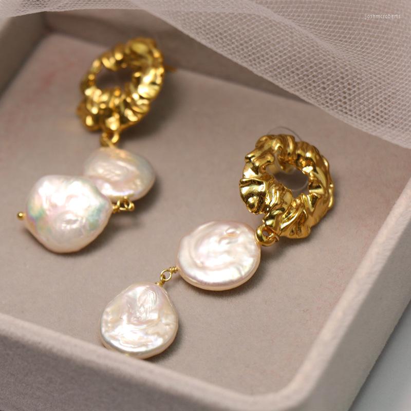 

Dangle Earrings Stuning 18K Real Gold Plated Natural Baroque Pearl Drop