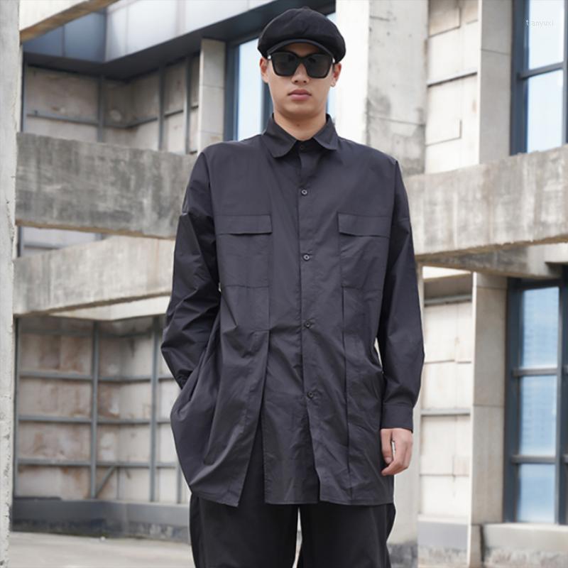 

Men's Casual Shirts Men's Long-Sleeve Shirt Spring And Autumn Style Personality Back Single-Breasted Design Fashionable, Black