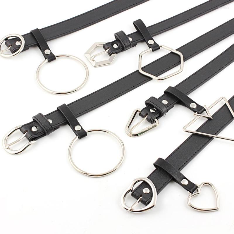 

Belts Fashion Round Buckle Pin Belt Women's Combination PU Leather Metal With Jeans Hanging Ring Wild, Black