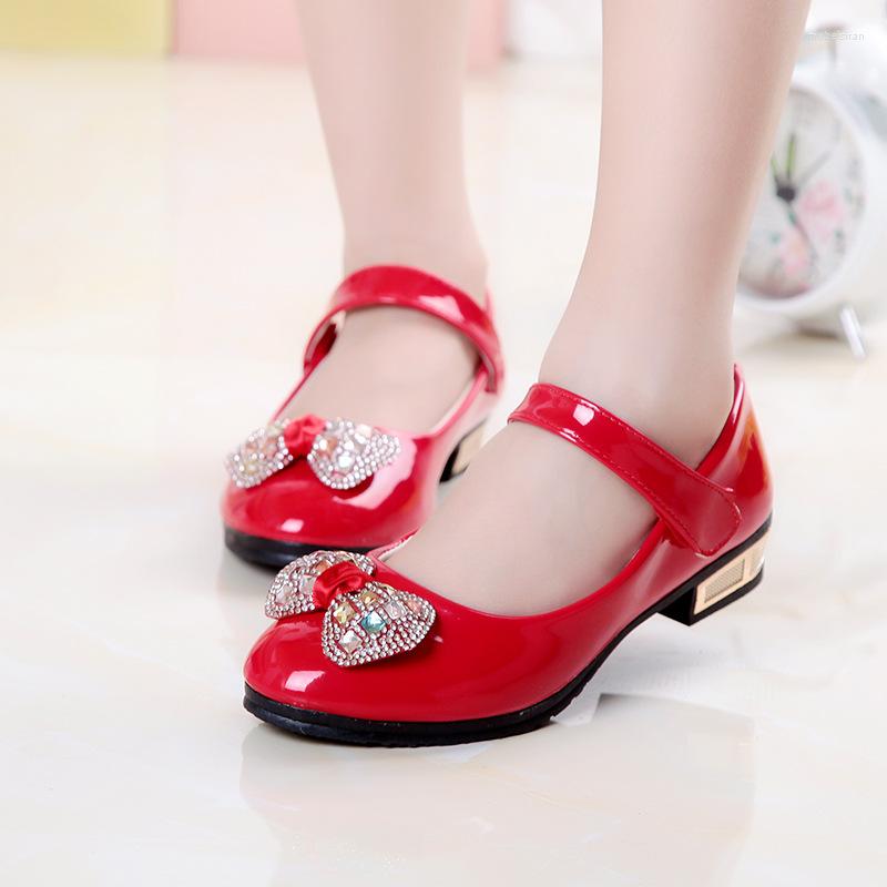 

Flat Shoes Girls 2022 Ly Arrived Infant Kids Baby Crystal Bling Bowknot Single Princess Sandals Shoe Red