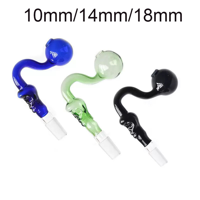 

Wholesale 10mm 14mm 18mm male female Curved Skull Shape Bucket Bowl Pyrex Oil Burner Pipe Hookahs for water Bong