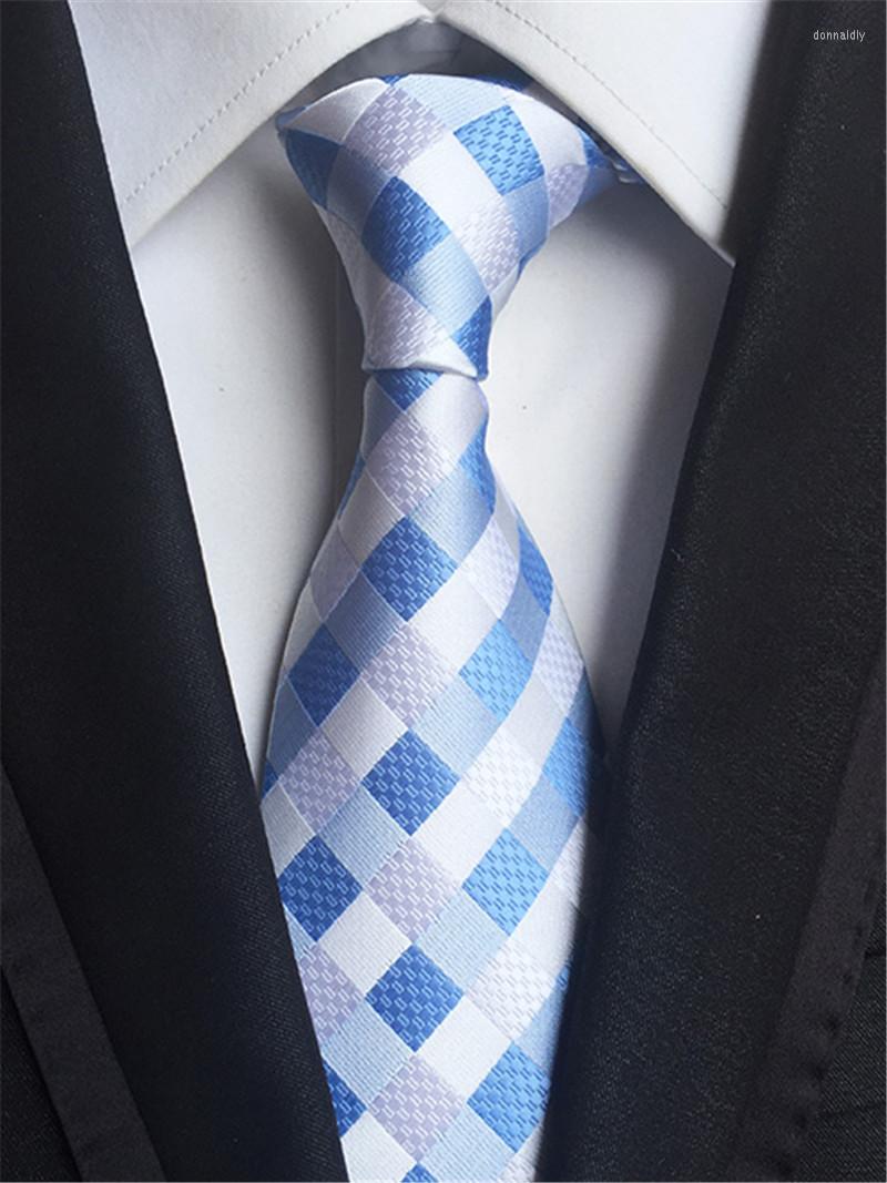 

Bow Ties SCST Brand Cravate 2022 8cm Slim Mens Neckties Plaid Print Wedding Necktie Silk For Men Tie Gravata Blue Gift A038