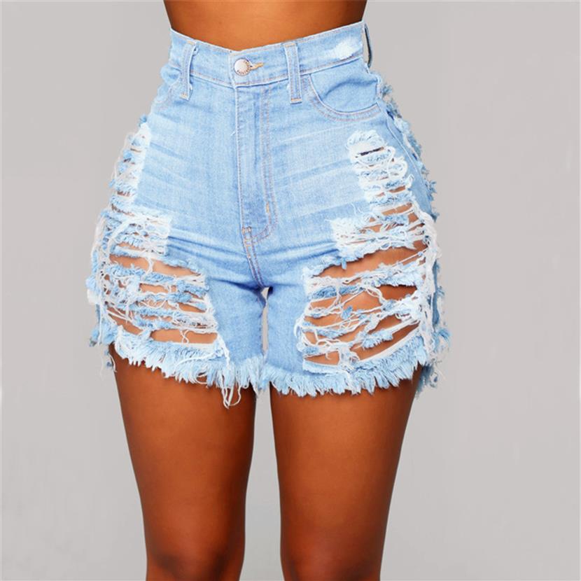 

Blue Hole High Waist Casual Denim Shorts Women 2021 Summer Sexy Ripped Straight Slim Streetwear Short Jeans Lady Q0131196l, 01