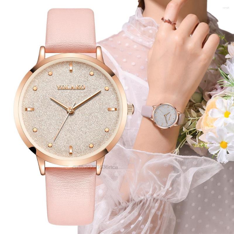 

Wristwatches Simple Pink Watches Women Fashion 2022 Quartz Watch Casual Woman Leather Clock Ladies Wristwatch Relogio Feminino, Black