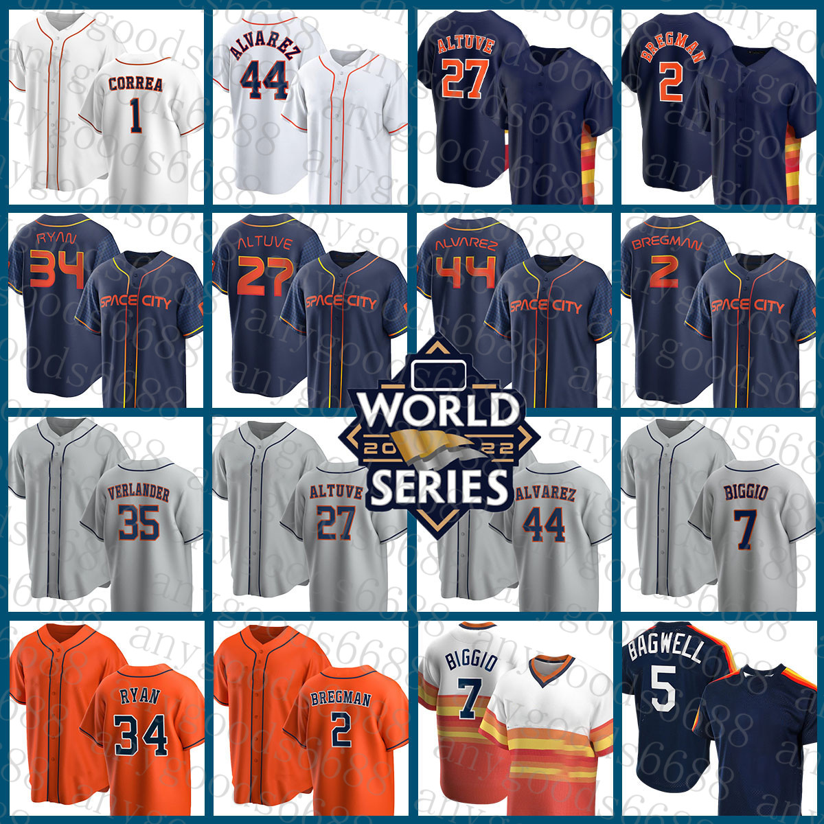 

2022 2023 New Houston Baseball Jersey Astros 27 Jose Altuve 44 Yordan Alvarez 2 Alex Bregman 30 Kyle Tucker 7 Craig Biggio 35 Justin Verlander Yuli Gurriel 3 Jeremy Pena, Custom(taikongren